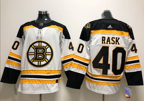 Adidas Bruins #40 Tuukka Rask White Road Authentic Stitched NHL Jersey - Click Image to Close